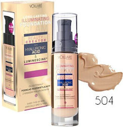 Fond de ten iluminator Vollare cu acid hialuronic, nuanta 504 Natural Tan