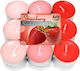Bispol Tealights with Strawberry Scent in Red Colour up to 4 Hours Duration 18 Pieces