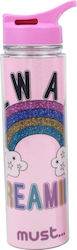 Must Team Glitter Plastic Kids Water Bottle wit...