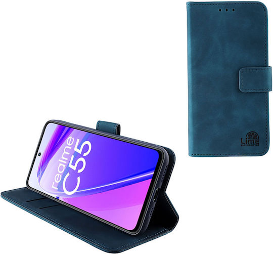 Lime Θηκη Realme C55 6.72" Essential Magnet Book Stand Clip Blue