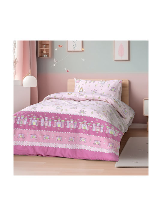 Beauty Home Σετ Παιδικό Πάπλωμα Μονό με Μαξιλαροθήκη Ροζ 160x240εκ.