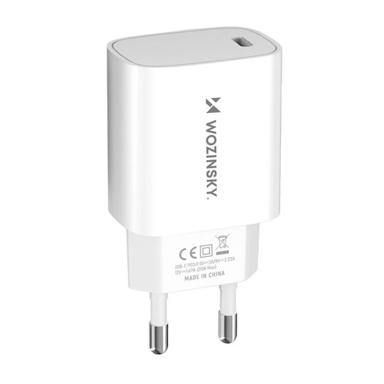 Wozinsky Charger Without Cable with USB-C Port 20W Power Delivery / Quick Charge 3.0 Whites (WGWCCW)