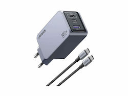 Ugreen Încărcător cu port USB-A și 2 porturi USB-C și cablu USB-C - USB-C 100W Livrarea energiei / Încărcare rapidă 4+ Gri (Nexode Pro)