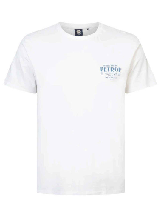 Petrol Industries T-shirt Bărbătesc cu Mânecă Scurtă Alb