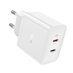 Hoco Încărcător Fără Cablu cu 2 Porturi USB-C 4...