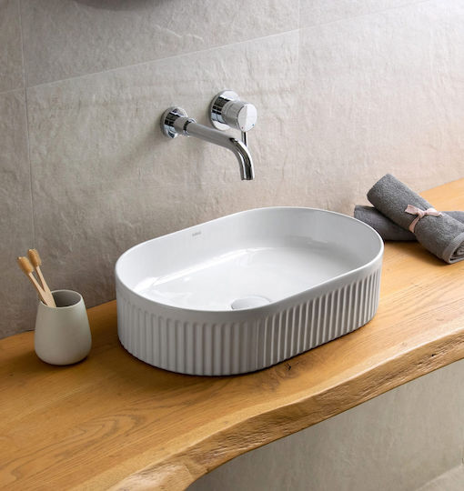 Karag Επικαθήμενος Νιπτήρας Πορσελάνης 50x32x12.2cm Λευκός