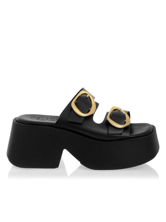 Sante Flatforms Leather Women's Sandals Black