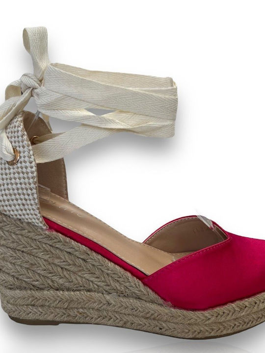 Siamo Shoes Damenplattformen im Espadrilles-Stil Fuchsie