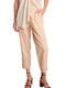 Fabric Trousers Attrattivo Fabric Belt 9918466-beige Women's
