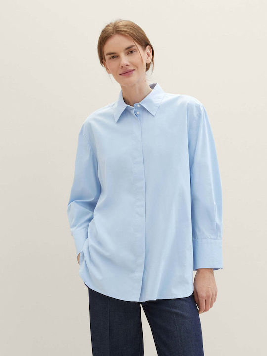 Tom Tailor Women's Monochrome Long Sleeve Shirt Blue