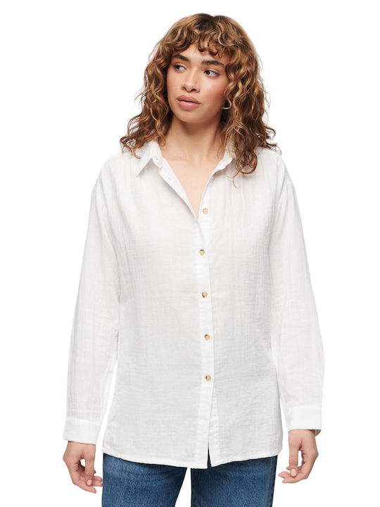 Flash W D4 Ovin Longline Beach Shirt Women's Long Sleeve Shirt White