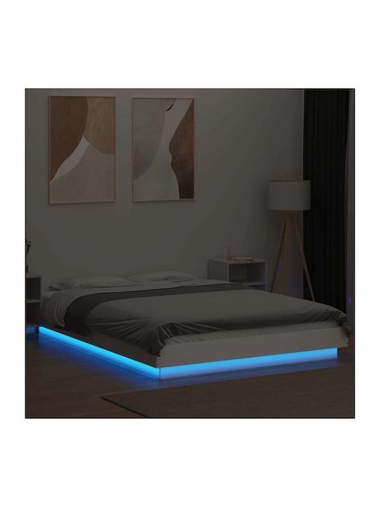 Half Double Wooden Bed Base White with Slats fo...