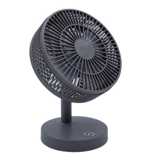 Desktop Mini USB Fan 4W Power 17.5cm Diameter Round Gray Rechargeable Battery