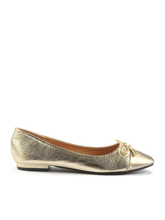 Synthetic Leather Ballerinas Gold