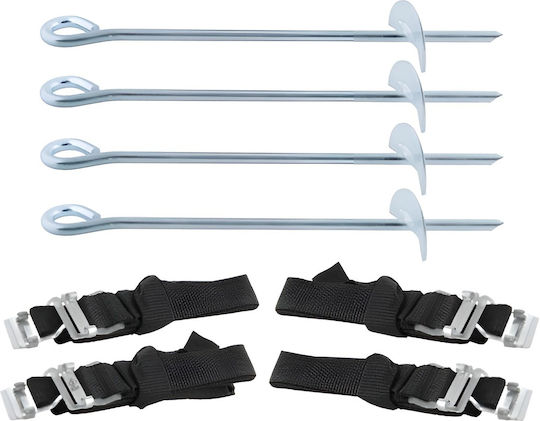Set 4 Anchors Securing Trampoline Zola Anchor Size 30 Cm Belt Size 135 Cm