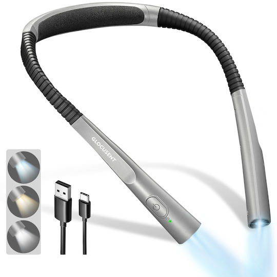 Led Reading Lamp Neck Flexible Lightweight Glocusent Perfect Multifunctional Reading Knitting Repairs Auto Shut-off 3 Color Temperatures 3 Levels Brightness