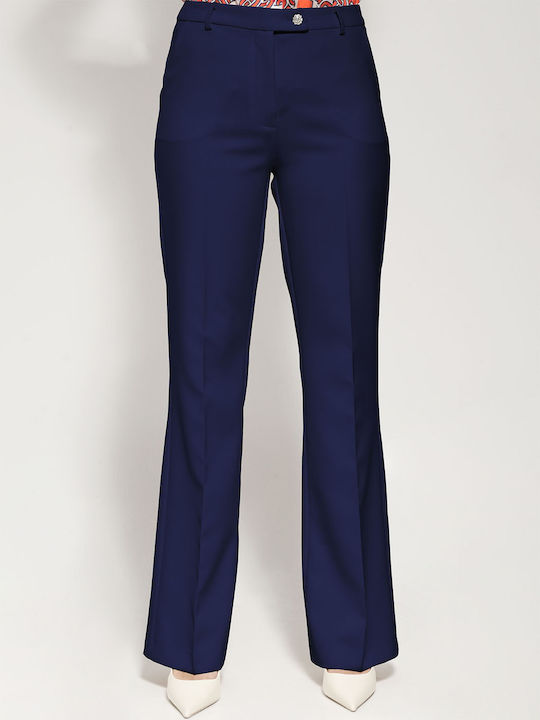 Tresor Women's Fabric Trousers Flared Blue