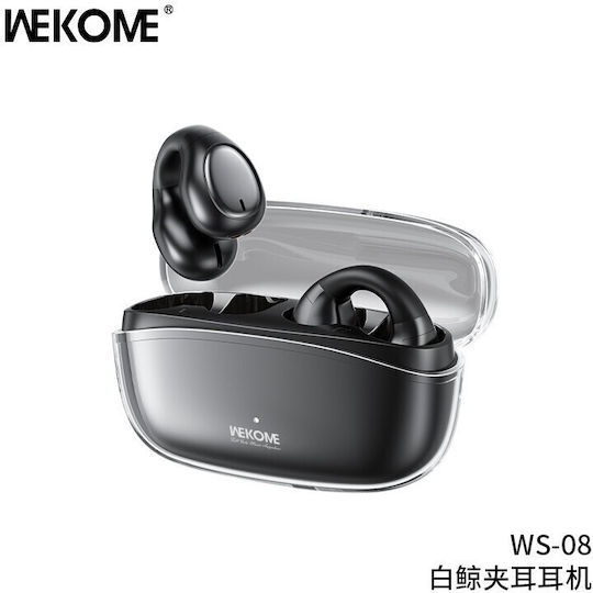WK WS-08 Open Ear Bluetooth Handsfree Ακουστικά με Αντοχή στον Ιδρώτα και Θήκη Φόρτισης Μαύρα