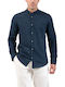 Langärmlig Leinen Hemd Blue Navy