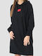 Rochie Mini Sport Mânecă Lungă Neagră
