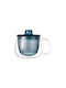 Kinto Teapot with Cup and Filter Glass Blue 350ml