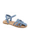 ΞΞ Leder Damen Flache Sandalen in Blau Farbe