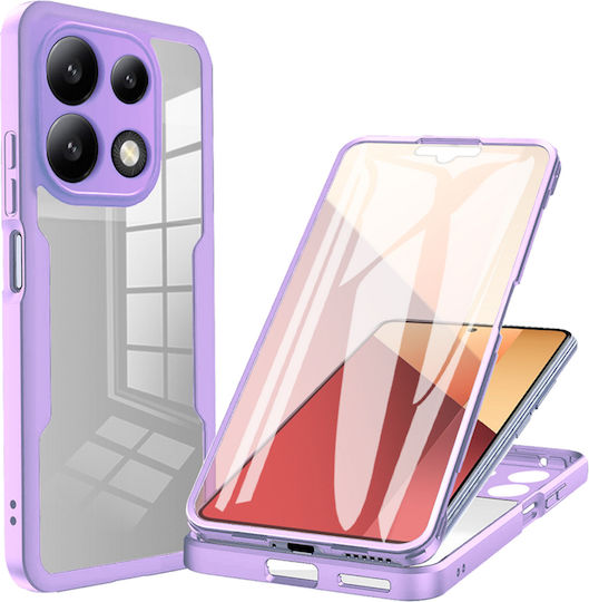 Techsuit ColorVerse 360 Full Cover Σιλικόνης Σετ με Τζαμάκι Μωβ (Redmi Note 13 4G)