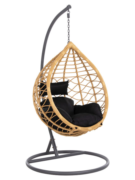 Gracie Garten- und Veranda-Schaukeln Nest mit Gestell und Kissen Rattan Beiges 104x104x200cm