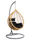 Gracie Garten- und Veranda-Schaukeln Nest mit Gestell und Kissen Rattan Beiges 104x104x200cm