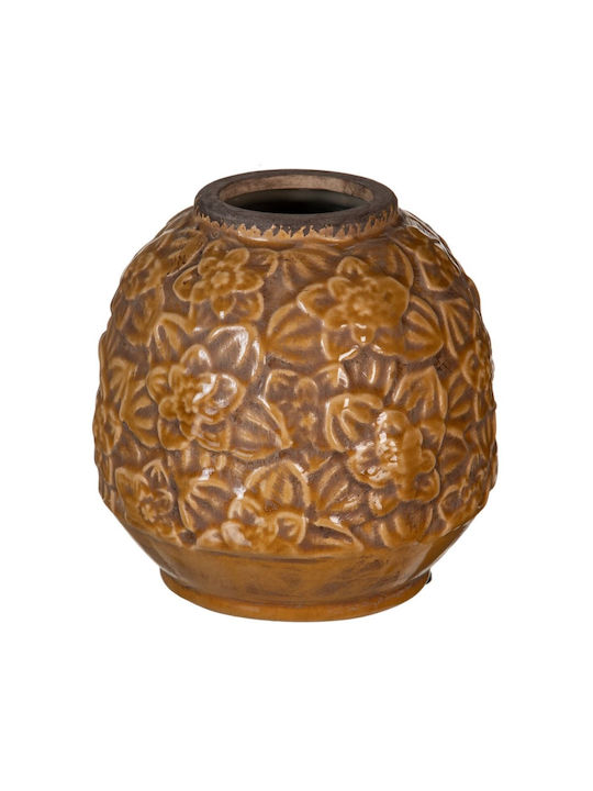 BigBuy Decorative Vase Brown 16.5x16.5x16cm