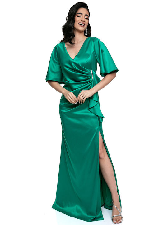 RichgirlBoudoir Dress Satin with Slit Green