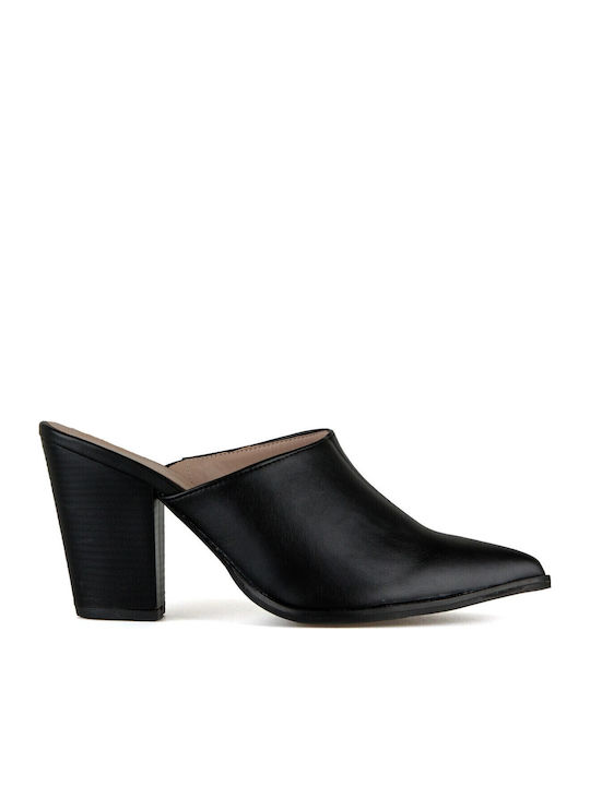 Silia D Mules with Chunky High Heel in Black Color