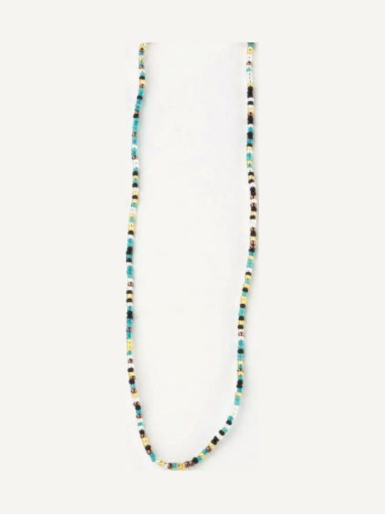 Colorful Mini Beaded Necklace Blue Cream Black