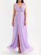 Julia Lilac Maxi Dress with Tulle Belt and Rhinestones