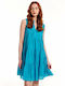 Short Turquoise Ruffle Dress