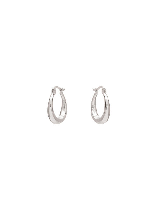 Oval Silver Hoop Earrings