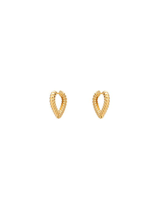 Earrings Hoop V Spiral Gold