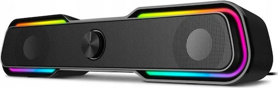 Sven 450 Ασύρματα Ηχεία Υπολογιστή 2.0 με RGB Φωτισμό και Bluetooth Ισχύος 10W Μαύρα