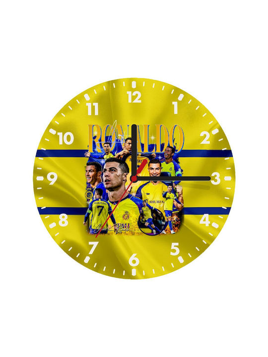 Koupakoupa Cristiano Ronaldo Al Nassr Wall Clock Wooden Yellow