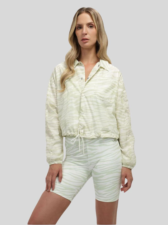 Guess Women's Short Lifestyle Jacket for Winter Lime