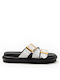 Ateneo Leather Studded Sandals White Leather