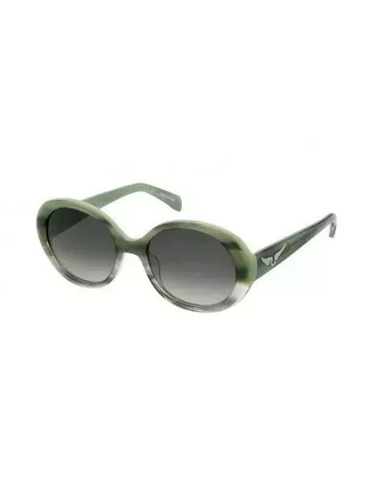 Zadig & Voltaire Women's Sunglasses with Green Plastic Frame and Gray Gradient Lens SZV338 09N6