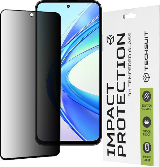 Techsuit 111d Full Glue Privacy Full Face Tempered Glass Μαύρο (Honor X7b, Honor X7b 5G, 90 SMART)