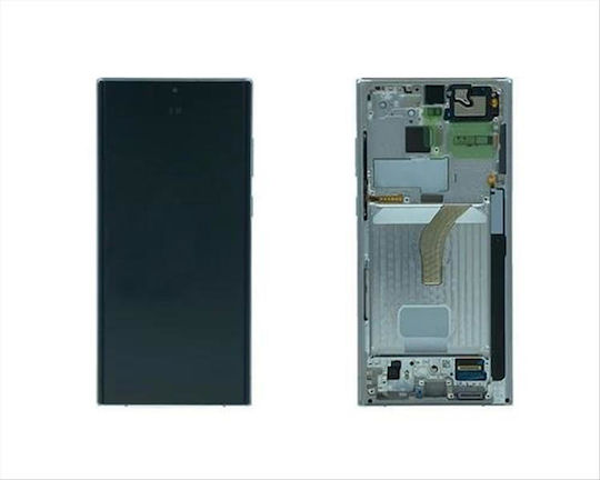 Samsung Screen with Touch Mechanism and Frame for Samsung Galaxy S22 Ultra (White)