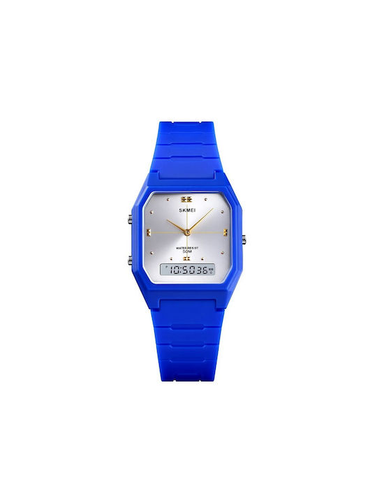 Skmei Αναλογικό/Ψηφιακό Ρολόι Μπαταρίας με Καουτσούκ Λουράκι Blue