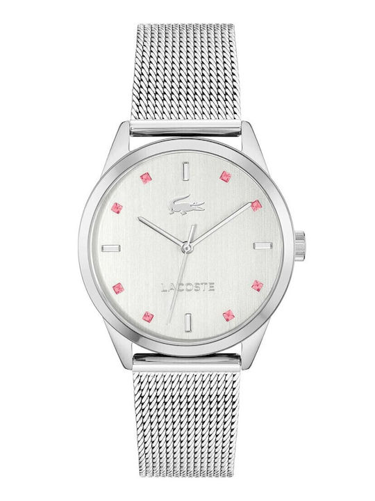 Lacoste Ανδρικό Ρολόι 36mm Μπαταρίας με Ασημί Μεταλλικό Μπρασελέ