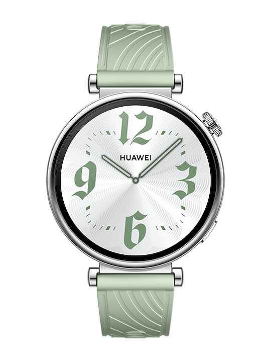 Huawei Watch GT 4 Stainless Steel 41mm Αδιάβροχο με Παλμογράφο (Green Fluoroelastomer Strap)