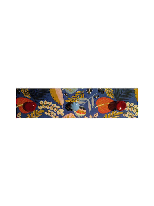 Oxygen Κρεμάστρα Τοίχου Ξύλινη 3 Θέσεων blue leafs 3.5x1.2cm