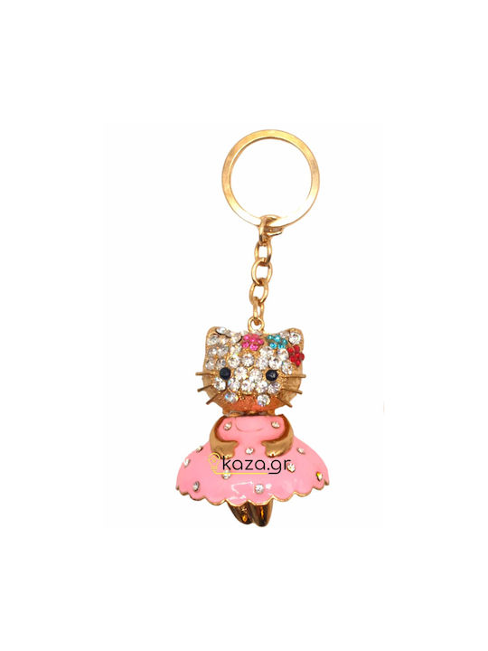Metallic Rhinestone Hello Kitty Keychain