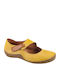 Leather Women's Ballerina Shoes Snake Yellow